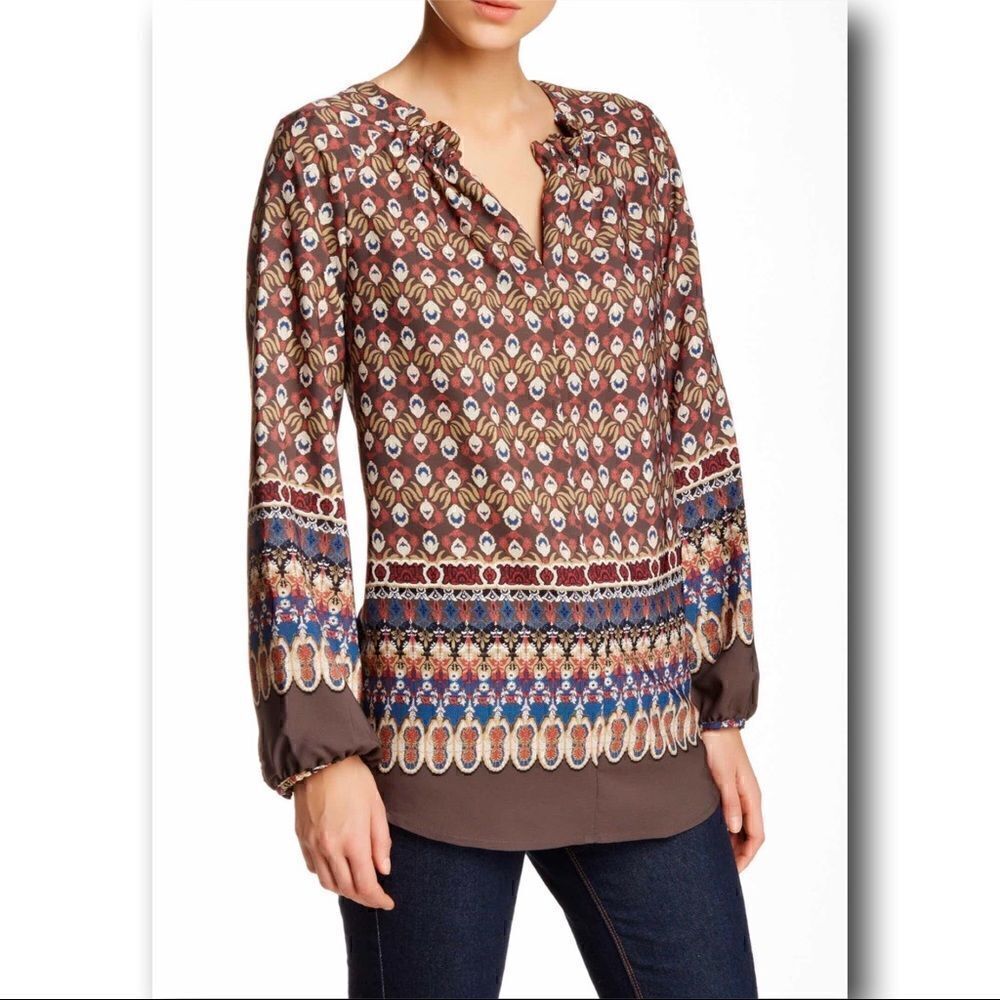 Nordstrom Pleione Printed Peasant Blouse